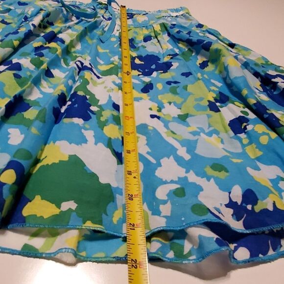 XS OLD NAVY LINED blue green yellow FLOWY WATERCOLOR FULL MINI SKIRT extra small - Picture 6 of 6
